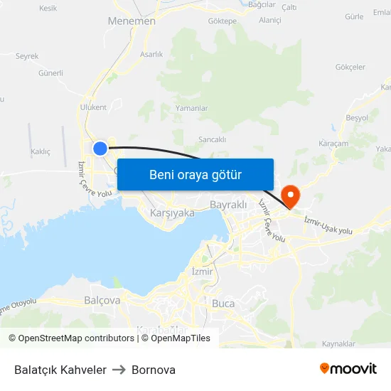 Balatçık Kahveler to Bornova map