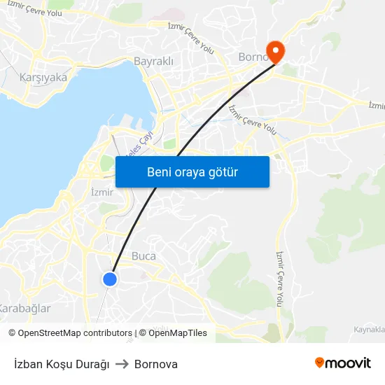 İzban Koşu Durağı to Bornova map