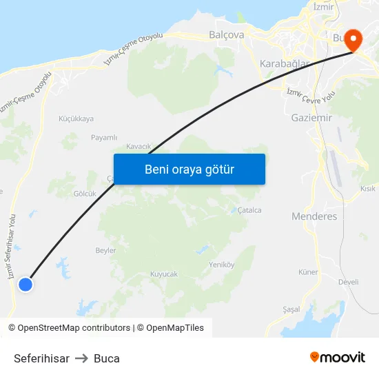 Seferihisar to Buca map