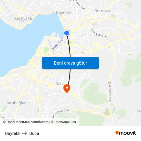 Bayraklı to Buca map