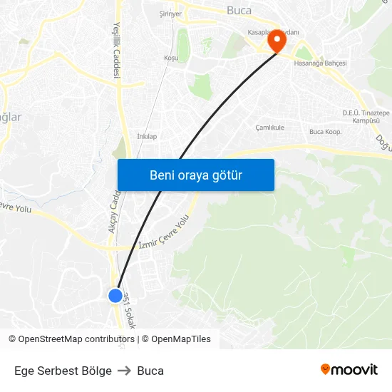 Ege Serbest Bölge to Buca map