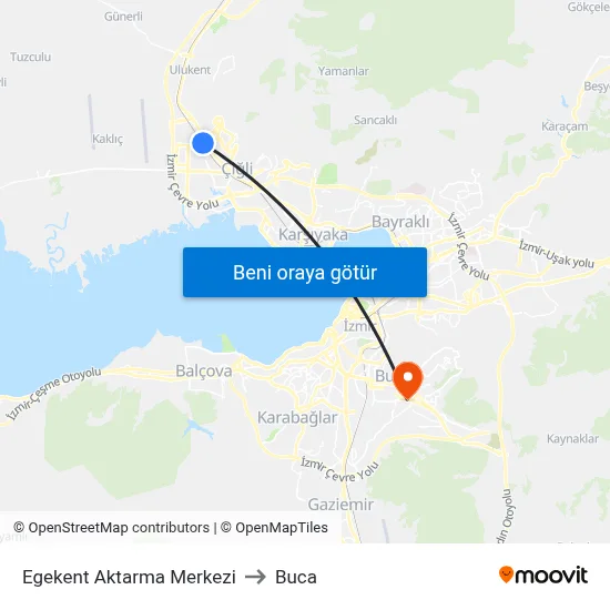Egekent Aktarma Merkezi to Buca map