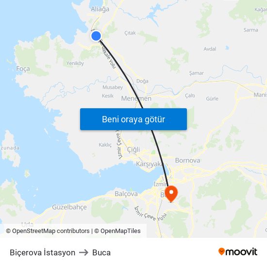 Biçerova İstasyon to Buca map