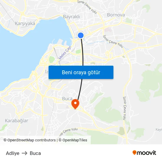 Adliye to Buca map