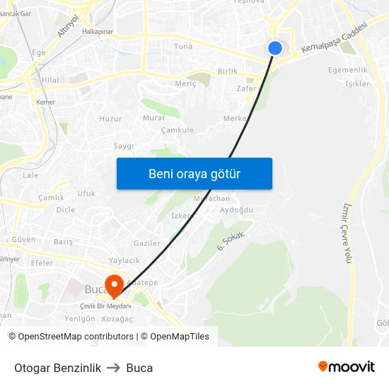 Otogar Benzinlik to Buca map