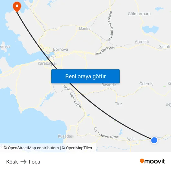 Köşk to Foça map