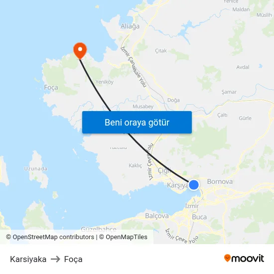 Karsiyaka to Foça map