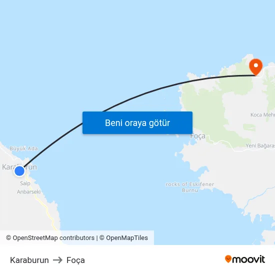 Karaburun to Foça map