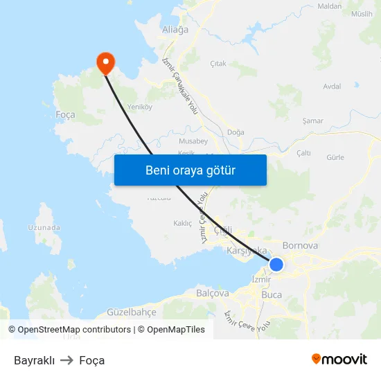 Bayraklı to Foça map