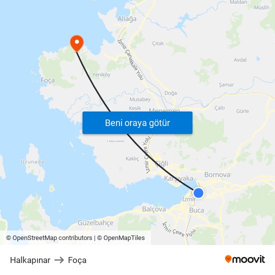 Halkapınar to Foça map