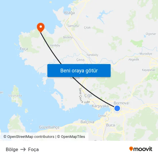 Bölge to Foça map