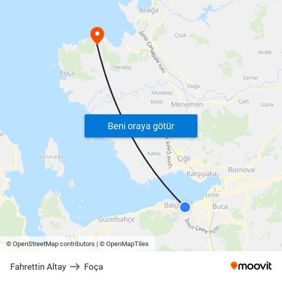 Fahrettin Altay to Foça map