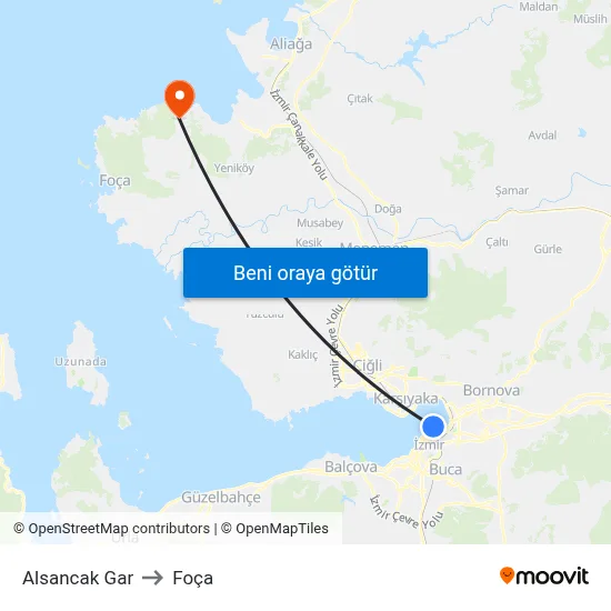 Alsancak Gar to Foça map