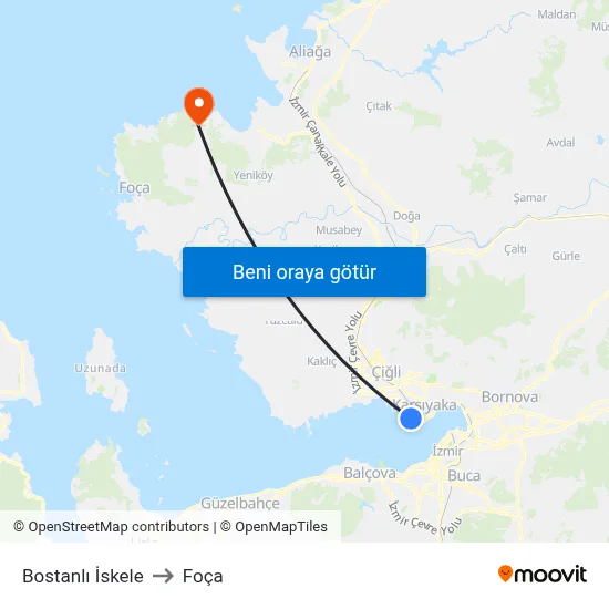 Bostanlı İskele to Foça map