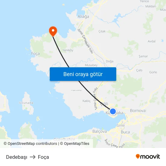 Dedebaşı to Foça map