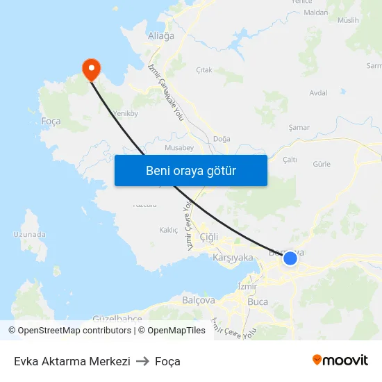 Evka Aktarma Merkezi to Foça map