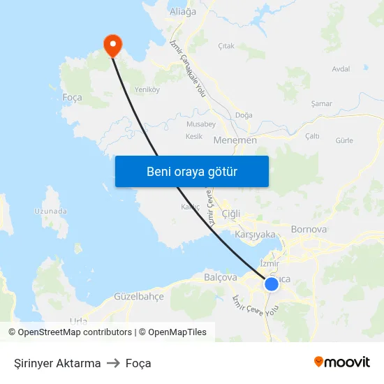 Şirinyer Aktarma to Foça map