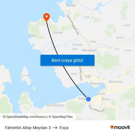 Fahrettin Altay Meydan 3 to Foça map