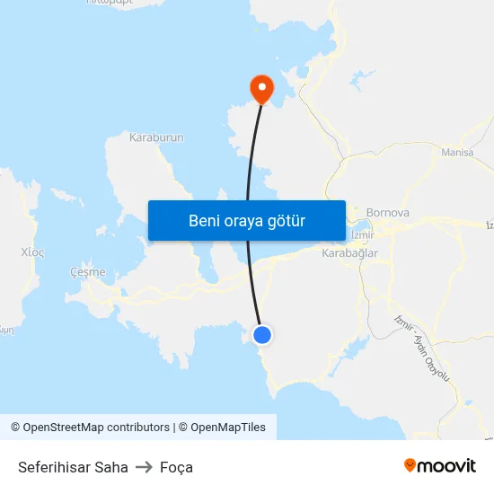 Seferihisar Saha to Foça map