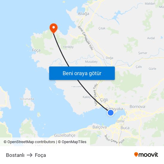 Bostanlı to Foça map