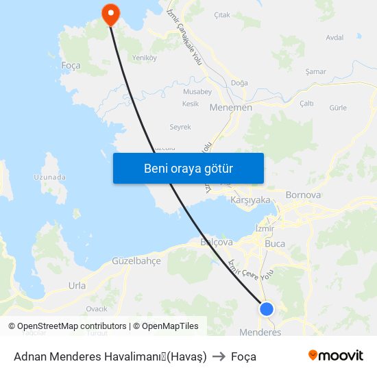 Adnan Menderes Havalimanı✈(Havaş) to Foça map