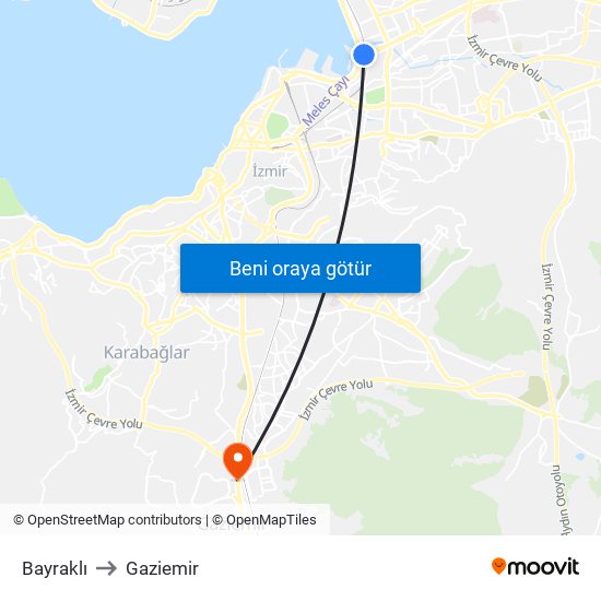 Bayraklı to Gaziemir map