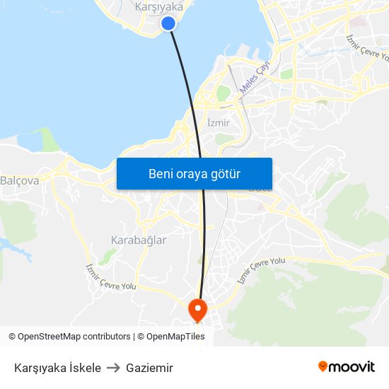 Karşıyaka İskele to Gaziemir map
