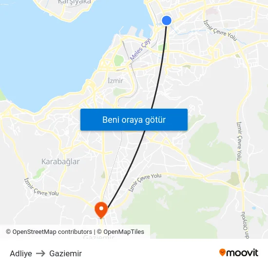 Adliye to Gaziemir map