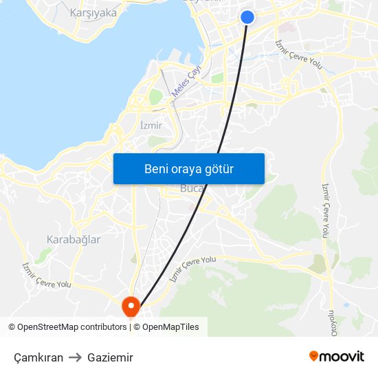 Çamkıran to Gaziemir map