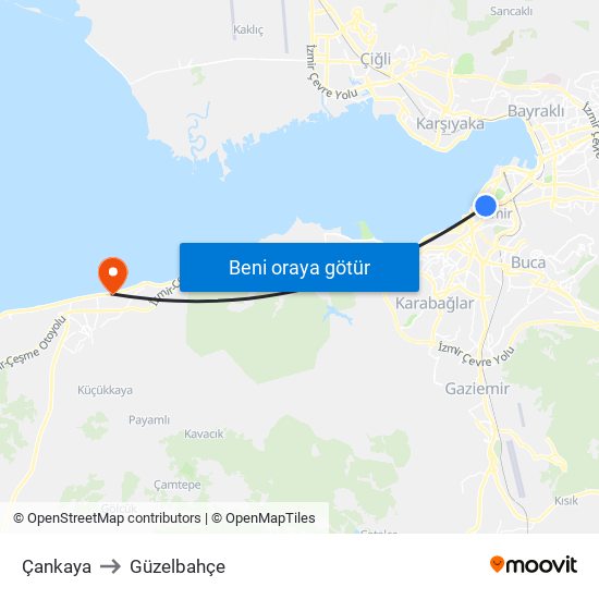 Çankaya to Güzelbahçe map