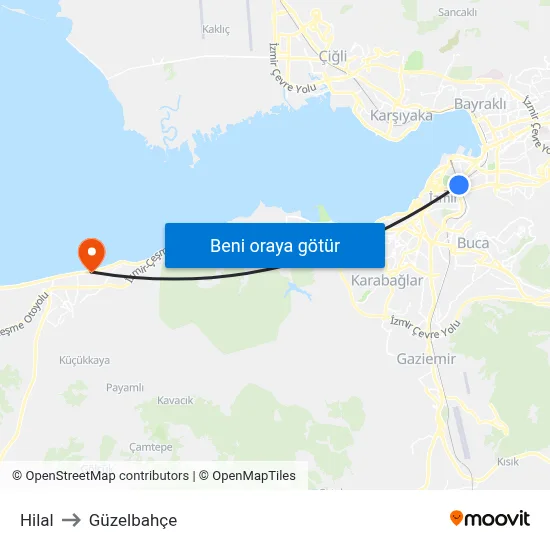Hilal to Güzelbahçe map