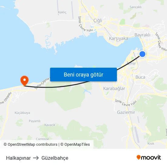 Halkapınar to Güzelbahçe map