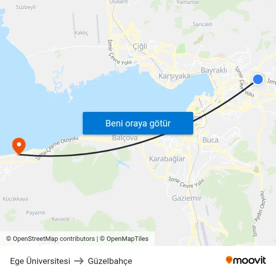 Ege Üniversitesi to Güzelbahçe map
