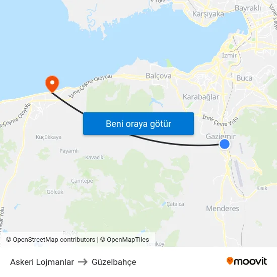 Askeri Lojmanlar to Güzelbahçe map