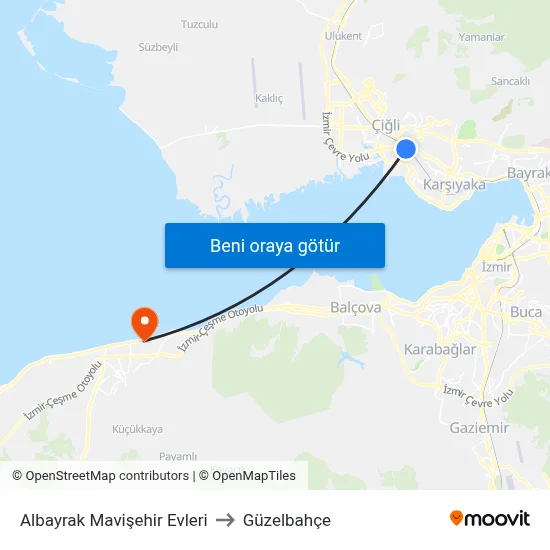 Albayrak Mavişehir Evleri to Güzelbahçe map