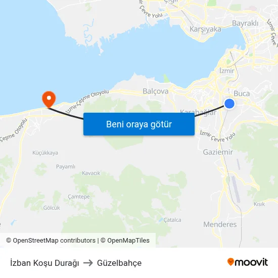 İzban Koşu Durağı to Güzelbahçe map
