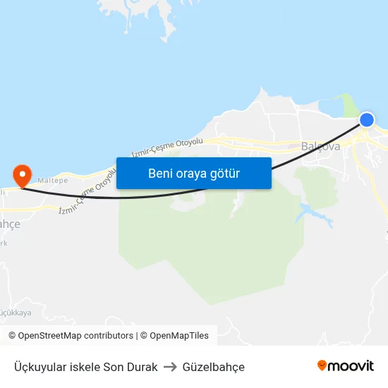 Üçkuyular iskele Son Durak to Güzelbahçe map