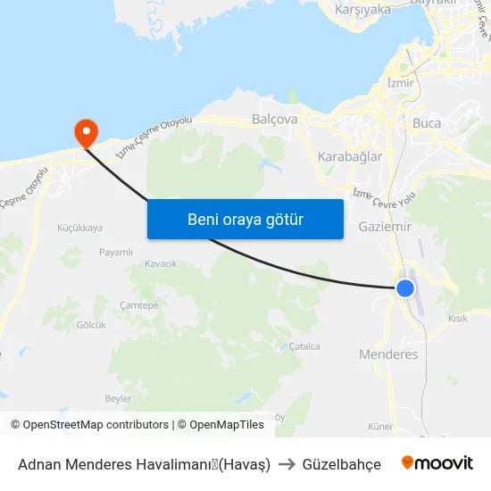 Adnan Menderes Havalimanı✈(Havaş) to Güzelbahçe map