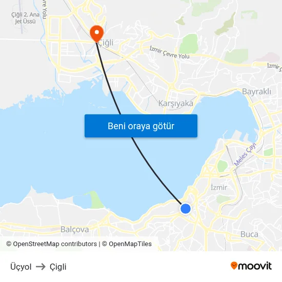 Üçyol to Çigli map