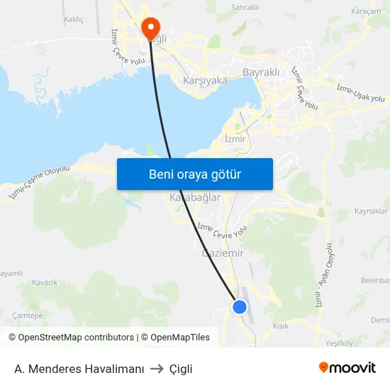 A. Menderes Havalimanı to Çigli map