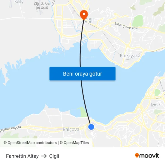Fahrettin Altay to Çigli map
