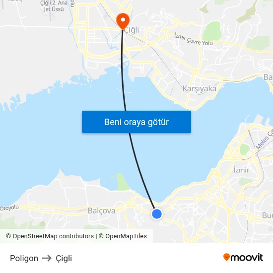 Poligon to Çigli map