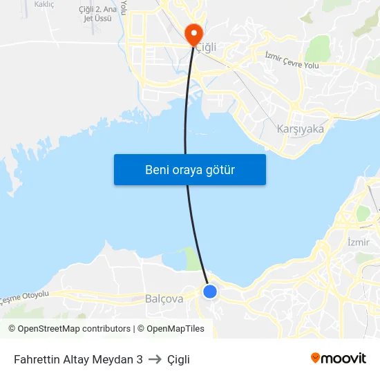 Fahrettin Altay Meydan 3 to Çigli map