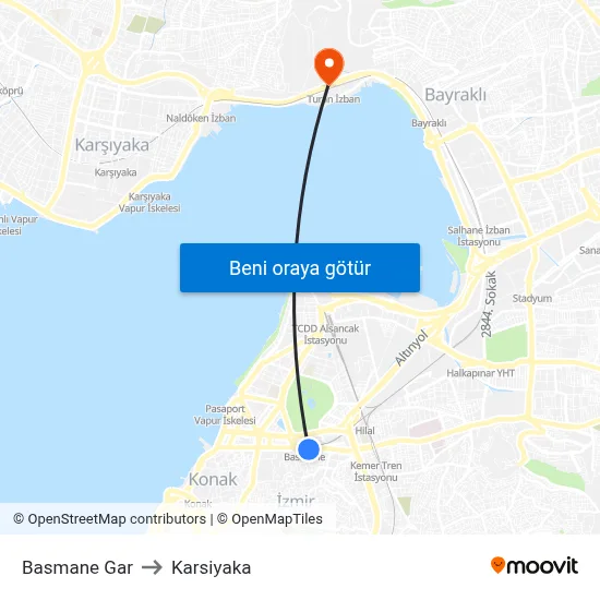 Basmane Gar to Karsiyaka map