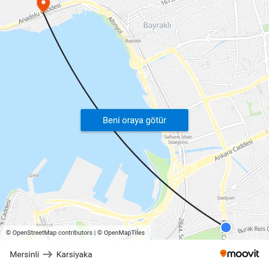 Mersinli to Karsiyaka map