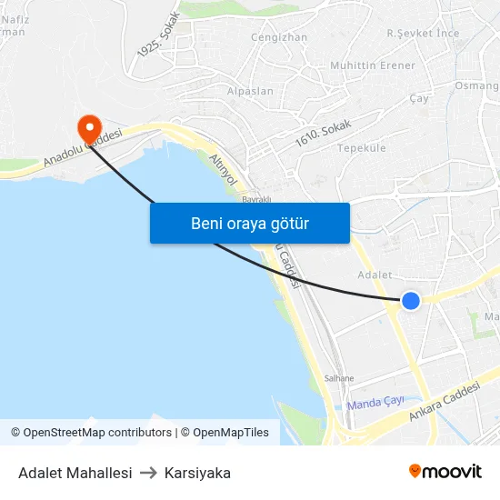 Adalet Mahallesi to Karsiyaka map