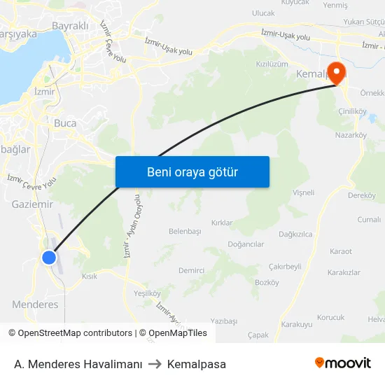 A. Menderes Havalimanı to Kemalpasa map