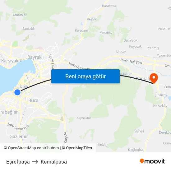 Eşrefpaşa to Kemalpasa map