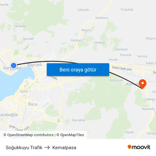 Soğukkuyu Trafik to Kemalpasa map