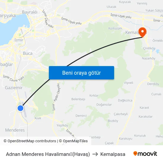 Adnan Menderes Havalimanı✈(Havaş) to Kemalpasa map